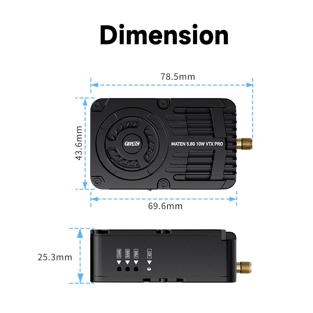 GEPRC MATEN 5.8G 10W VTX PRO 1 - مراجعة Drone Racing Transmitter وسعره